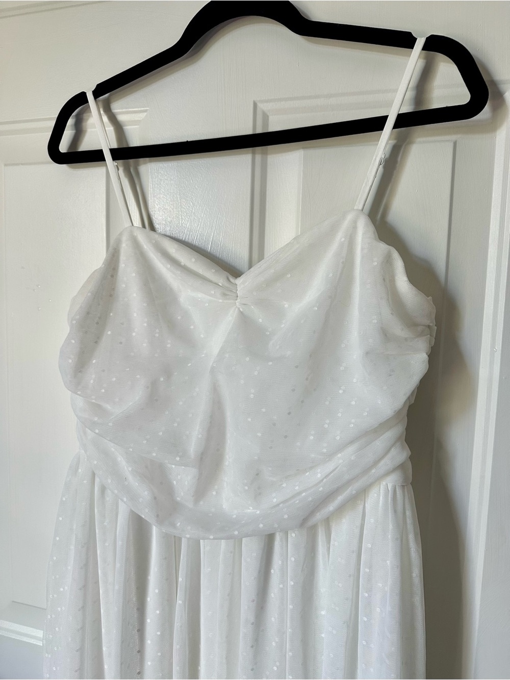 Lulu's White Dotted Chiffon Midi Dress